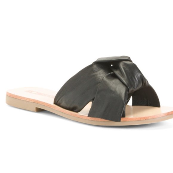 Sol Sana Shoes - Sol Sana All Leather Black Knotted Nina Slides NWT